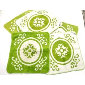 Lot Of 5 Vintage Montgomery Ward Smart Styles Avacado Green White Washcloths